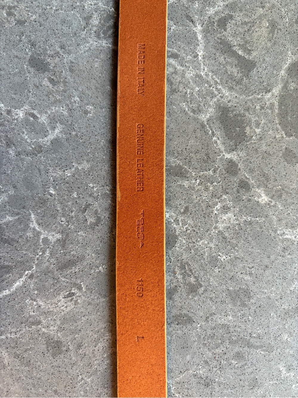 TOSCA BLU Cognac Italian Leather Belt with Brass Buckle - Picture 3 of 5